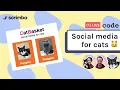Live-code a cat social media site HTML CSS JavaScript