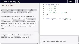 Access multi-dimensional array with indexes - Freecodecamp org 43 Basic JavaScript
