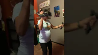 My Step-daughter Playing Virtual Reality games even she is pregnant Shes having fun