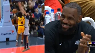 Bronny James tough and-1 has Washington crowd going crazy and LeBron loved it