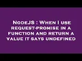 NodeJS When I use request-promise in a function and return a value it says undefined