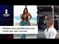 Modelo tuvo problemas con el asiento de un avion por sus curvas