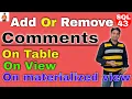 Add or Remove Comments on Table columns and View Columns in Oracle