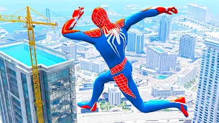 SPIDERMAN CRAZY JUMPS & BEST FALLS #5 😱 (GTA 5 Spider-Man Gameplay Fails)