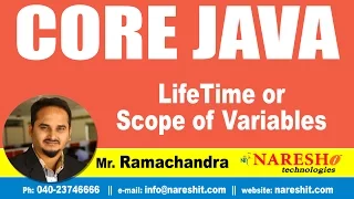 LifeTime or Scope of Variables Core Java Tutorial Mr Ramachandra