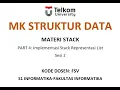STRUKTUR DATA STACK PART 4 Implementasi Stack Representasi List sesi 2