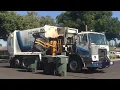 Screeching Autocar WX64 Labrie Split Automizer Garbage Truck