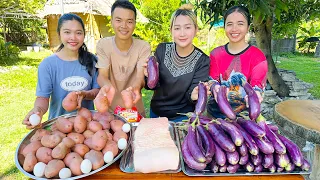 Amazing cooking pork belly crispy, French fries and crispy eggplants recipes