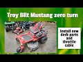 Troy Bilt Mustang zero turn gets new deck pulleys spindles blades throttle cable and drive repair