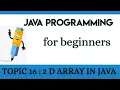 Lecture 16 2 D array in Java Multidimensional Arrays in java