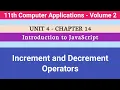 11th Computer Applications Chapter 14 Increment and Decrement operators