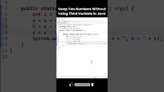 Swap Two Numbers Without Using Third Variable in Java Eclipse Tutorial