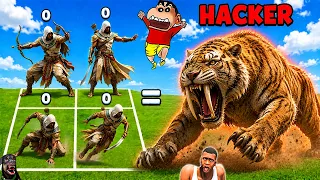 SHINCHAN NOOB vs PRO vs HACKER in MERGE WARRIORS KINGDOM HERO with FRANKLIN & CHOP | PART 2