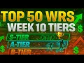 Top 50 WR Rankings Tiers Week 10