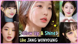 تألق مثل JANG WONYOUNG IVE عيون دوللي وجه بيضاوي نحيف خدود لطيفة شفاه نحيفة ممتلئة أنف نحيف 