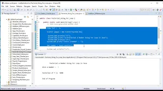 Factorial a Number Using For Loop in Java