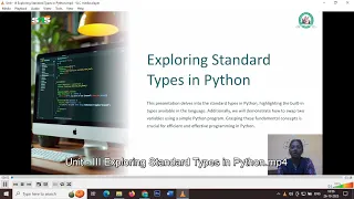 Exploring Standard Types in Python Problem Solving using Python SNS Institutions