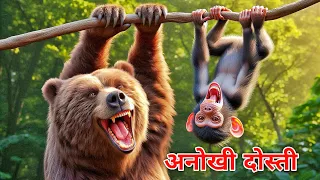 बंदर और भालू की अनोखी दोस्ती 🐒🐻 | Monkey and Bear Heart Touching Story 🤩