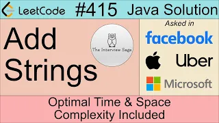 LeetCode 415 Add Strings Popular Facebook Interview Question Java Easy