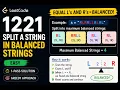 LeetCode 1221 Split a String in Balanced Strings Greedy Approach Explained Optimal C Solution