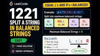 LeetCode 1221 Split a String in Balanced Strings Greedy Approach Explained Optimal C Solution