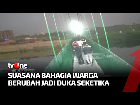 Detik-Detik Jembatan di Gujarat Roboh Terekam Kamera Pengawas