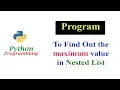 Python Program To Find out the Maximum Value in Nested List