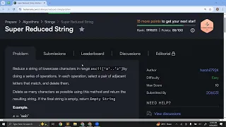 8 Solution HackerRank Super Reduced String Strings in C STL
