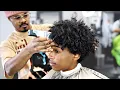 HAIRCUT TUTORIAL MID TAPER FLARED OUT CURLY TOP CREATING A HAIRLINE