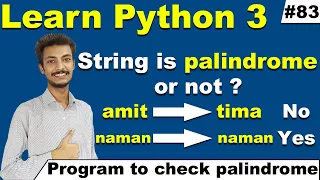 Python program to check a string is Palindrome or Not in Hindi Urdu Python Tutorial Cyber Warriors
