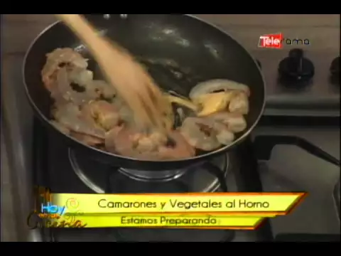 Camarones y vegetales al horno