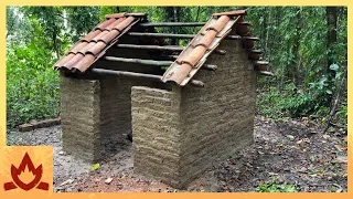Primitive Technology: Firing Tiles and Building the Roof on the Mud Mortar/Fired Brick Hut