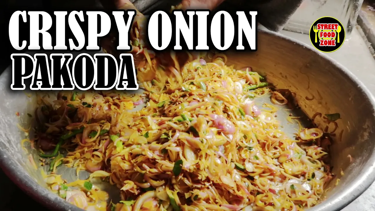 Making Crispy Onion Pakoda   Tea Time Snacks   Onion Pakora Recipe   Sweet Shop Style Yummy