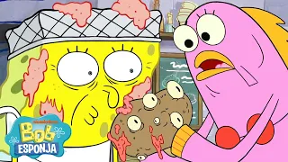 Bob Esponja | Los momentos de comida más asquerosos de Bob Esponja en episodios nuevos 🤢 | Español