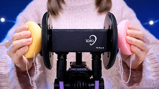 ASMR すぐ眠れる😴とろけるこんにゃくパフ耳マッサージ👂囁き声 / 3Dio