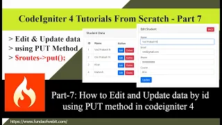 CodeIgniter4 - Part-7 How to Edit Update data by id using PUT method in codeigniter 4