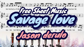 Download Jason Derulo - SAVAGE LOVE free sheet music, Tutorial / Recoreder Piano Cover Violin Flute Clarinet MP3