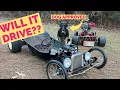 DIY wheelbarrow go kart build First ride in The Rat Bucket