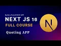 Next js 16 Full Course Build a Production-Ready Full Stack App