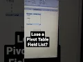 Can t find Pivot Table Field List Tutorial