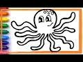 BABY OCTOPUS Drawing and Coloring pages for kids toddlers Learn colors Whoopee Playhouse
