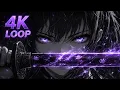 The Silent Blade Dark Anime Girl with Glowing Purple Eyes - 4K Aesthetic