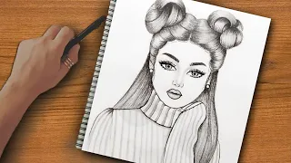 رسم بنات كيوت تعليم رسم بنت كيوت مع قصه شعر بالرصاص خطوه بخطوه للمبتدئين بطريقة سهلة رسم سهل 