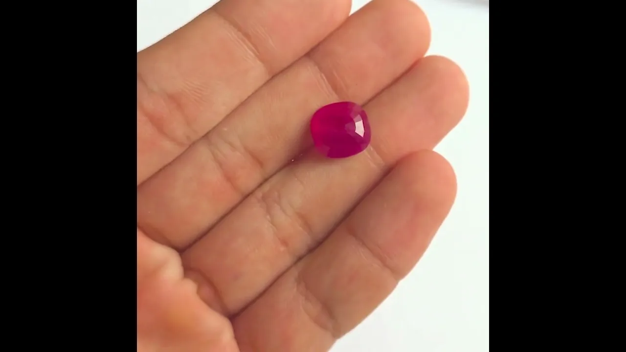 Natural Ruby (Burma) (Heated) 12mm Cushion Faceted