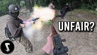 guy brings a m2a1 flamethrower to airsoft game and lights up everyone