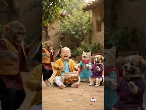 Monkey Video 🤣| Dudi Dudi Dam Dam 😆| #babylaughing #monkey #puppy #baby #cat #dancevideo