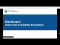 Using Test Availability Exceptions in Blackboard
