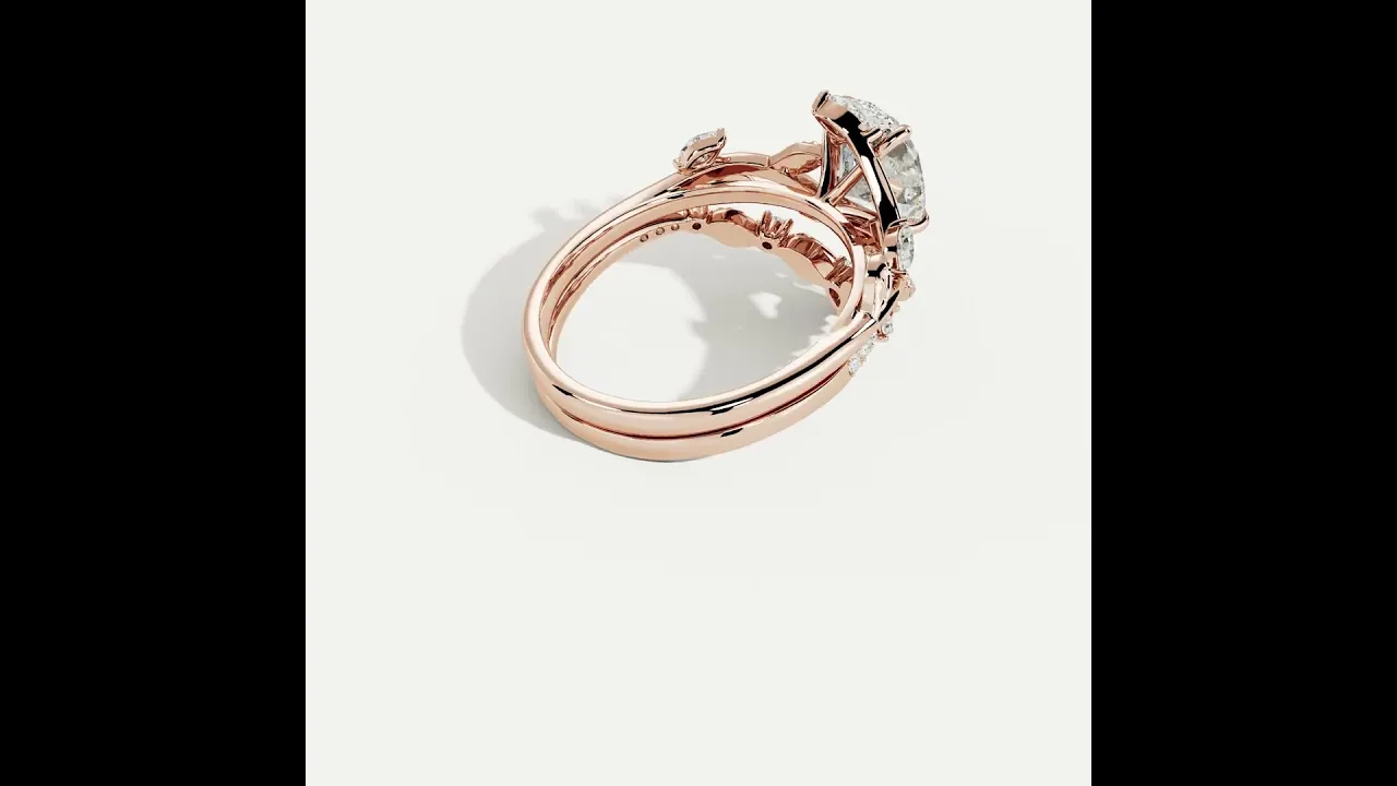 Eleonora丨Oval Cut Floral Vine Lab-Grown Diamond Engagement Ring Set