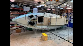 Side by Side Masts Installed in Tiny Workshop.