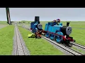 Big & Small: Sonic vs Knuckles vs SpongeBob vs Patrick on a motorcycle vs Trains | BeamNG.Drive